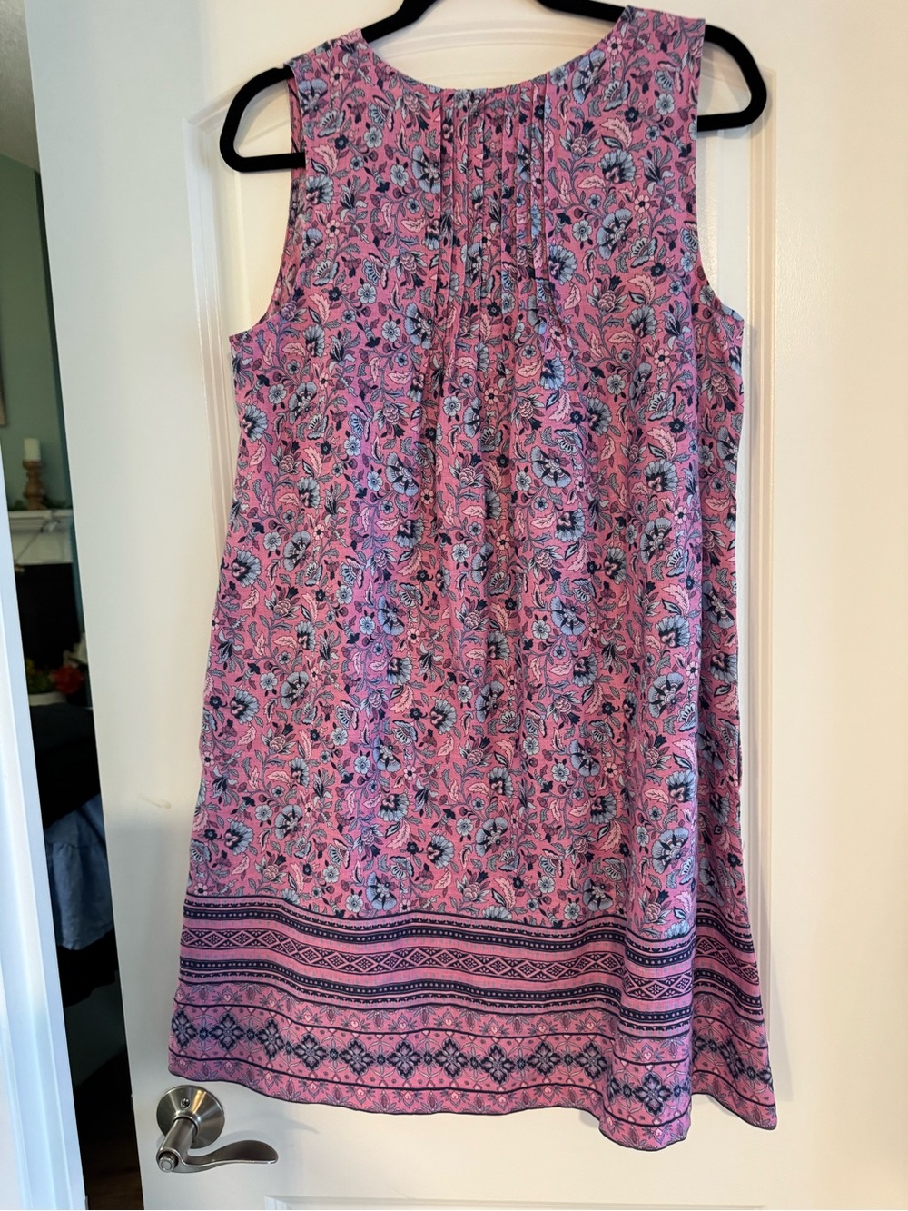J. Jill Pink Floral Border-Print Sleeveless Shift Dress